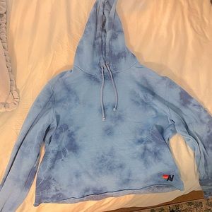 Aviator Nation Blue Tie dye Cropped Sweatshirt Size L